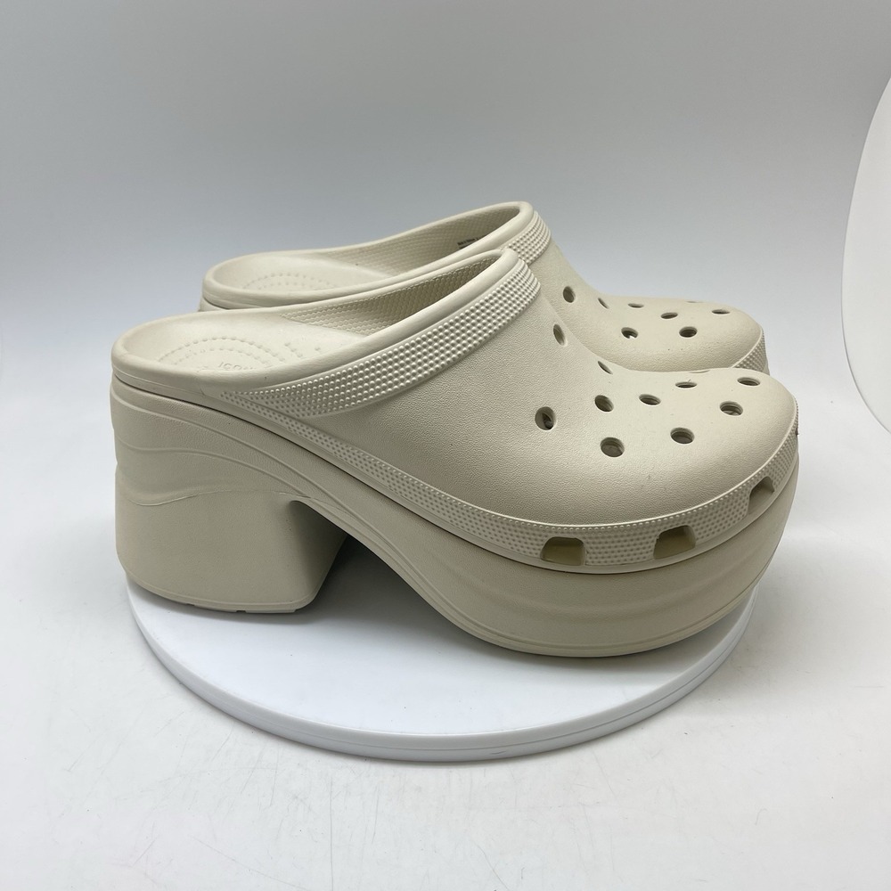 Crocs Siren Platform Clogs Womens 11‎ Beige Heel Preppy Goth Platform Rubber